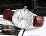 Perfect Replica Jaeger LeCoultre Stainless Steel Case Brown Leather Strap 40mm Watch